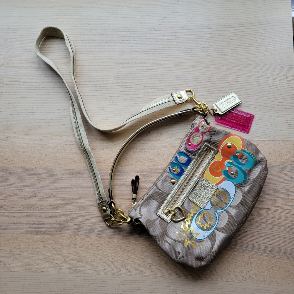 Coach F20029 Daisy Pop C Applique Crossbody Handbag Khaki/gold
